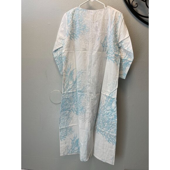 MODAPOSA Embroidered Summer Dress or Kaftan Beach Cover-Up Aqua Blue - Picture 5 of 10